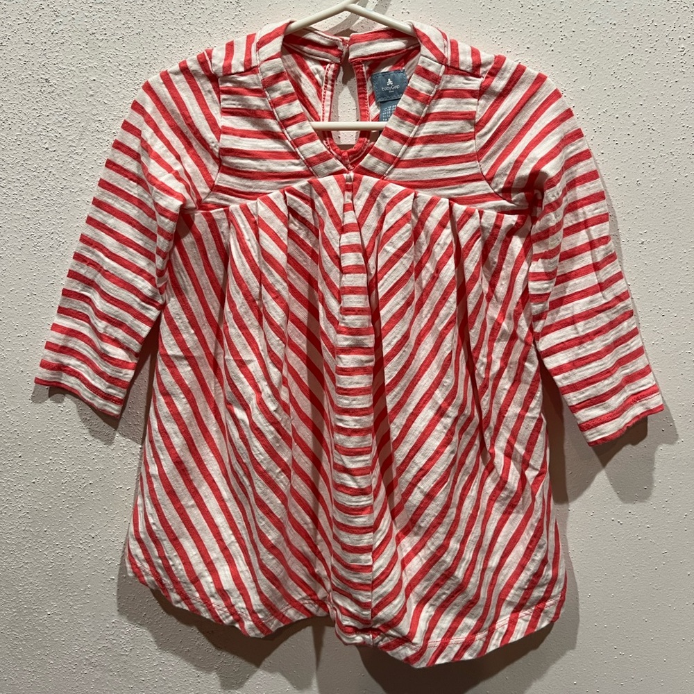 Coral and white striped dress